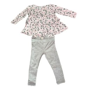 Toddler Girl Long Sleeve Top and Fleece Lined Leggings pair 2T